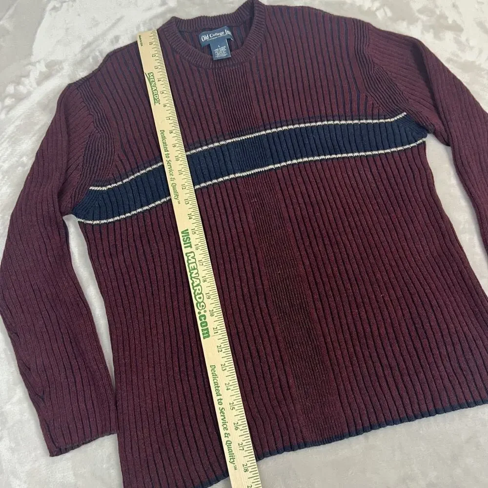 VTG Ribbed Sweater Mens Large Red Grunge Preppy Ivy League Retro Y2K Normcore - Picture 8 of 10